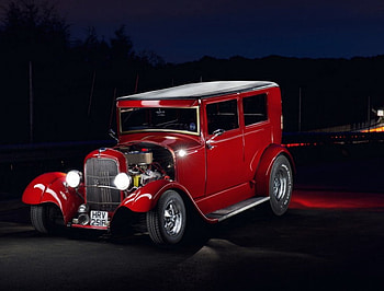 Red Ford Hot Rod, ford, custom, hot rod, car HD wallpaper