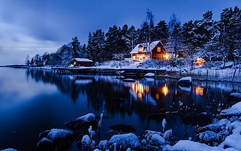 Landscape, Winter, Houses HD wallpaper