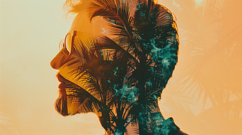 Summer Vibes: of a Relaxed Man, man, summer vibes, double exposure, portrait, nature HD wallpaper