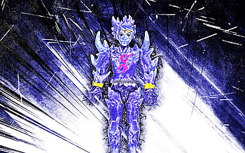 Crystello the Crystal God, grunge art, Roblox, fan art, Roblox characters, blue abstract rays, Crystello the Crystal God Roblox HD wallpaper