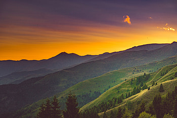 Nature, Trees, Sunset, Grass, Elevation HD wallpaper