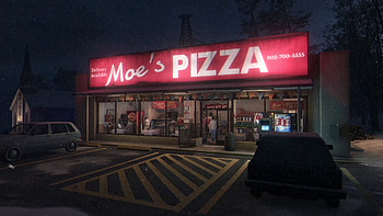 Woodbury Getaway: of Moe's Pizza in Fears to Fathom, video game, shop HD wallpaper