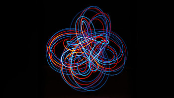 Blue Red Neon Light Lines Black Background Abstraction Abstract HD wallpaper