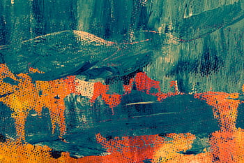 Dynamic abstract acrylic painting with bold teal and orange hues, perfect for artistic backgrounds. HD wallpaper