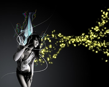 MAGIC MUSIC WAVE, magic, music, model, wave, female HD wallpaper