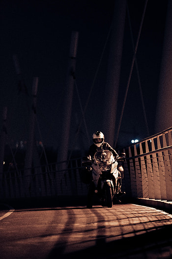 Night, Motorcycles, Motorcyclist, Helmet, Motorcycle HD phone wallpaper