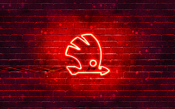 Skoda red logo, , red brickwall, Skoda logo, cars brands, Skoda neon logo, Skoda HD wallpaper