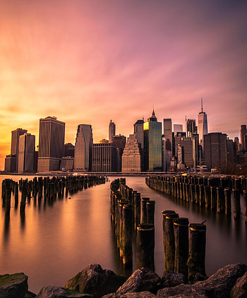 Manhattan Skyline, Travels, Sunset view, Mesmerizing cityscape HD phone wallpaper