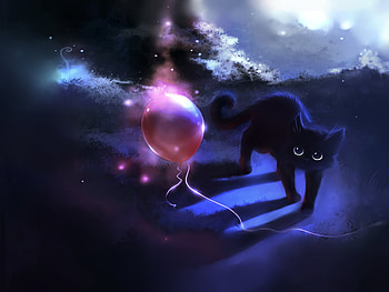 Abstract black cat, animal, kitten, abstract, cat, feline HD wallpaper