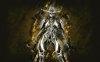 Mesa Prime, Warframe, yellow stone background, Warframe characters, Mesa Prime Warframe, Mesa Prime skin, creative art HD wallpaper