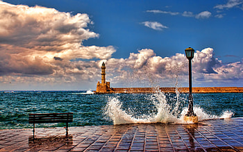 Chania, Lighthouses HD wallpaper