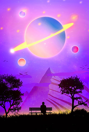 Art, Universe, Night, Silhouette, Human, Person, Loneliness HD phone wallpaper