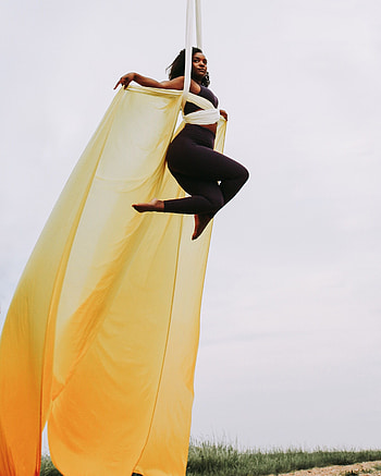 Ombr yellow aerial silks, Aerial dance, Aerial acrobatics, Dynamic movements HD phone wallpaper