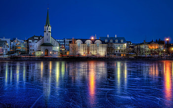 Cities, r, Pond, Frozen, Iceland HD wallpaper