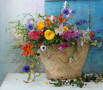 Summer flowers, Flowers, Still life, Summer, Basket HD wallpaper