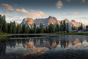 Mirror Sunset Lago D Antorno , mountains, reflection, sunset, nature HD wallpaper