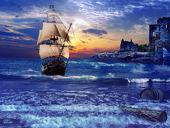 SAILBOAT IN ROUGH WATERS, a, beautiful, sailboat, too, sunset HD wallpaper