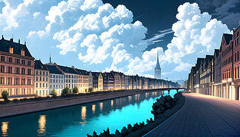 A city in evening, AI Art, Anime, city, anime city HD wallpaper