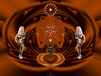 Gold Hearted Babe, eye candy, abstract, 3d, callage, fractal HD wallpaper