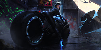Hot Girl On Tron Bike Artwork, artist, digital-art, deviantart, artwork, tron HD wallpaper