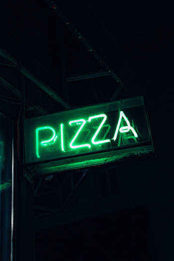 Pizza, Words, Neon, Inscription, Sign, Signboard HD phone wallpaper