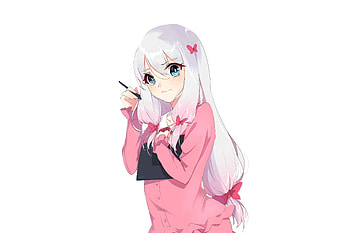 Izumi sagiri, white hair, pink dress, cute, minimal HD wallpaper