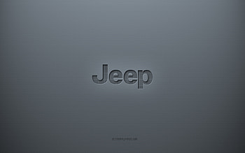 Jeep logo, gray creative background, Jeep emblem, gray paper texture, Jeep, gray background, Jeep 3d logo HD wallpaper