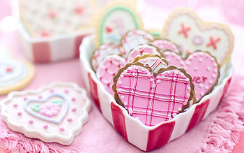 Happy Valentine's Day!, sweet, valentine, dessert, cookie, card, heart, food HD wallpaper