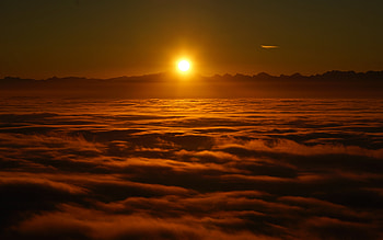 Sunrise, above the clouds, skyline HD wallpaper