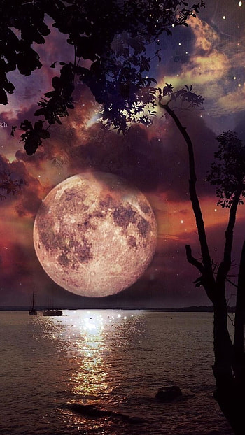 Moon Light, Red HD phone wallpaper