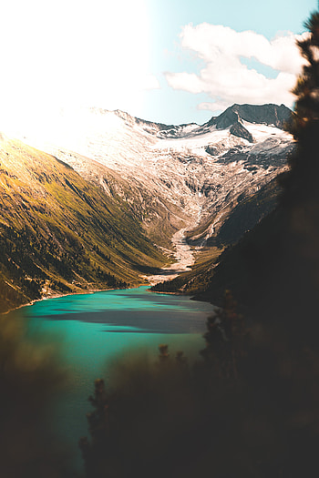 Nature, Mountains, Snow, Vertex, Top, Lake, Slopes HD phone wallpaper