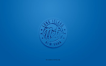 Long Island Nets, creative 3D logo, blue background, NBA G League, 3d emblem, American Basketball Club, New York, USA, 3d art, basketball, Long Island Nets 3d logo HD wallpaper