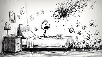 Quad B&W: Rotting Bed — Stress Sketch, bed, drawing, stress, Black & White HD wallpaper