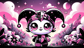 Kuromi Hello Kitty, Kuromi (Onegai My Melody), cute, cartoon, jester, pink HD wallpaper