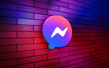 Facebook Messenger 3D logo, , colorful brickwall, creative, messengers, Facebook Messenger logo, 3D art, Facebook Messenger HD wallpaper