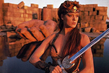 Red Sonja, sonja, sword, woman, red HD wallpaper