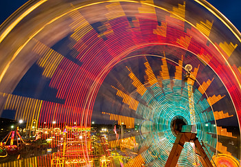 Ferris Wheel, night, colorful, light, view, park, kansans HD wallpaper