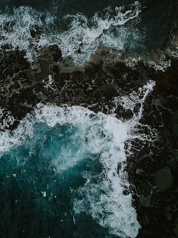 Nature, Stones, Sea, Waves, View From Above, Shore, Bank HD phone wallpaper