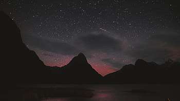 Mountains, Stars, Night, Vertex, Dark, Tops, Starfall HD wallpaper