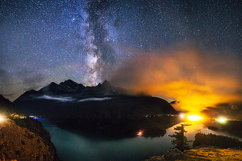 Lake Diablo Milky Way, milky-way, lake, nature HD wallpaper