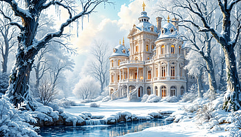 Winter Elegance: A Ultra, winter, mansion, snow, landscape HD wallpaper