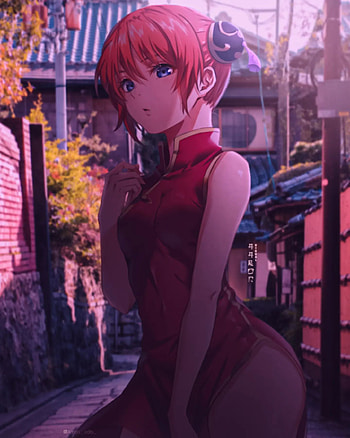 Kagura, red, dress, anime HD phone wallpaper