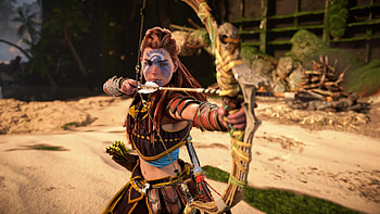Aloy aims with her bow, Horizon Forbidden West, Aloy (Horizon Series), PlayStation 5 HD wallpaper