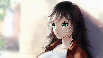 Blue Eyes Anime Girl In School Dress, anime-girl, anime, artist, artwork, digital-art, deviantart HD wallpaper