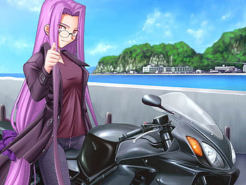 rider with bike, other, girls, anime HD wallpaper