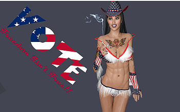 Cowgirls Vote.., dom, style, cowgirl, political, fun, art, brunettes, anime, drawing, girls, women, models, western, vote, hats, female HD wallpaper