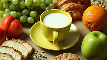 Fruits, Food, Bread, Milk HD wallpaper