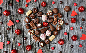 Happy Valentine's Day!, valentine, chocolate, red, card, heart HD wallpaper