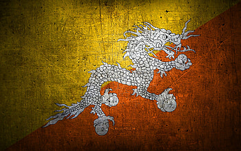 Bhutan metal flag, grunge art, asian countries, Day of Bhutan, national symbols, Bhutan flag, metal flags, Flag of Bhutan, Asia, Bhutan HD wallpaper