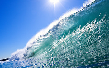 Blue wave, blue, landscape, beautiful, nature, amazing, water, sun, wave, ocean HD wallpaper